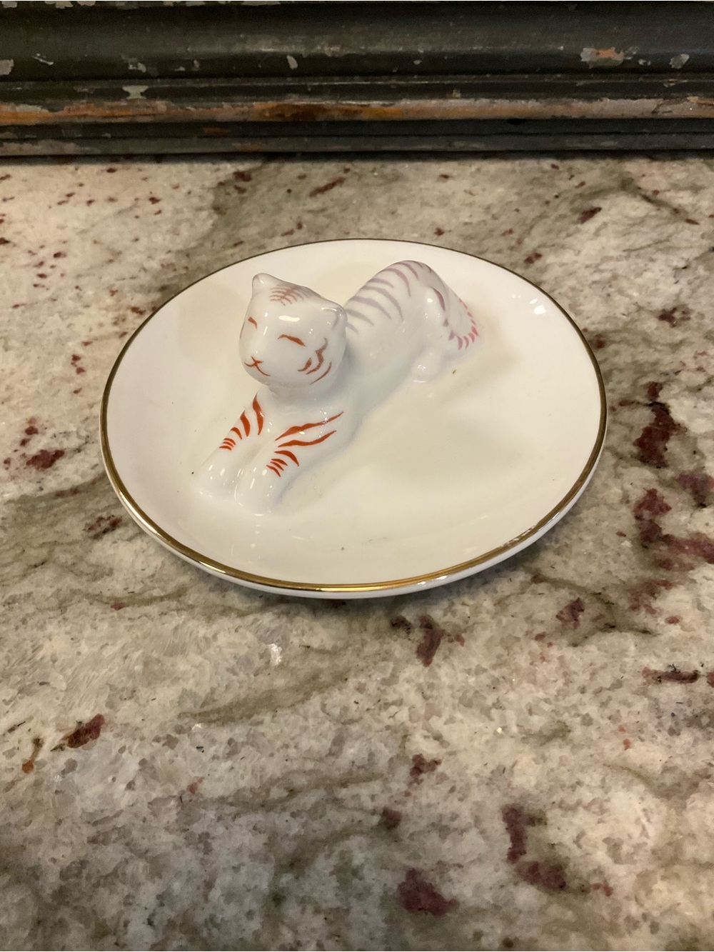 Wild Sage Porcelain White Tiger Ring Dish